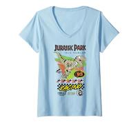 Donna Jurassic Park Isla Nublar Racing 93 Maglietta con Collo a V