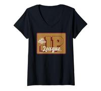 Donna Jurassic Park JP League Block Logo Maglietta con Collo a V