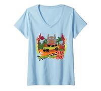 Donna Jurassic Park Racing Team 93 Maglietta con Collo a V