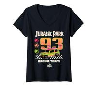 Donna Jurassic Park Racing Team 93 Tour Vehicle Maglietta con Collo a V