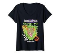 Donna Jurassic Park Racing World Tour 93 Maglietta con Collo a V