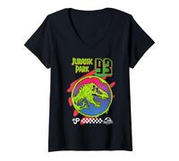 Donna Jurassic Park Retro T. Rex Fossil 93 Maglietta con Collo a V