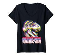 Donna Jurassic Vibes - dinosauro elegante preistoria umorismo retrò Maglietta con Collo a V