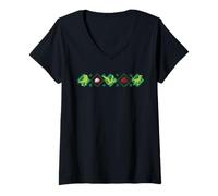 Donna Jurassic World Argyle Style Dinosaur Holiday Maglietta con Collo a V