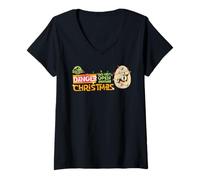 Donna Jurassic World Do Not Open Before Christmas Dinosaur Egg Maglietta con Collo a V