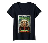 Donna Jurassic World Fright Night Isla Nublar Maglietta con Collo a V
