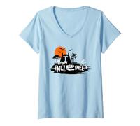 Donna Jurassic World Halloween Spooky Island Maglietta con Collo a V