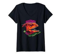 Donna Jurassic World Pyroraptor Warning Maglietta con Collo a V