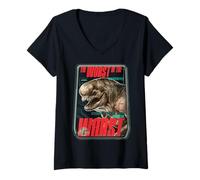Donna Jurassic World Rebirth Distortus Rex Worst of The Worst Maglietta con Collo a V
