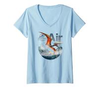 Donna Jurassic World Rebirth Quetzalcoatlus Air Dinosaur Maglietta con Collo a V