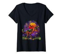Donna Jurassic World T. Rex After Dark Maglietta con Collo a V