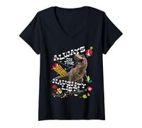 Donna Jurassic World T-Rex Naughty List Maglietta con Collo a V