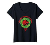Donna Jurassic World Tis The Season To Roar Dad Maglietta con Collo a V