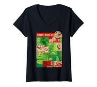 Donna Jurassic World Twelve Days of Dinosaurs Maglietta con Collo a V