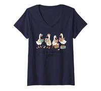Donna Just a Bookish Goose Cute Reading Aesthetic Maglietta con Collo a V