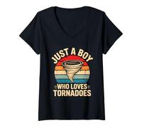Donna Just A Boy Who Loves Tornadoes Maglietta con Collo a V