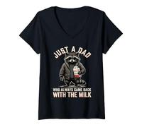 Donna Just A Dad Who Always Came Back with The Milk Maglietta con Collo a V