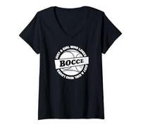 Donna Just A Girl Loves Bocce Ball con Jack Bocci Bocce Maglietta con Collo a V