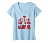 Donna Just A Girl Who Loves Alabama, Women's Girls Cute Alabama Maglietta con Collo a V