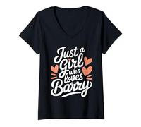 Donna Just A Girl who loves BARRY T-Shirt Cute BARRY Maglietta con Collo a V