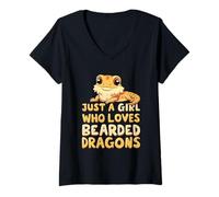 Donna Just A Girl Who Loves Bearded Dragons Pet Rettile Design Maglietta con Collo a V