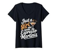 Donna Just A Girl Who Loves Espresso Martinis Maglietta con Collo a V