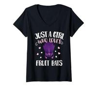 Donna Just A Girl Who Loves Fruit Bats - Funny Fruit Bat Maglietta con Collo a V