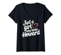 Donna Just A Girl Who Loves Howard T-Shirt Cute Howard Maglietta con Collo a V