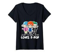 Donna Just A Girl Who Loves K-Pop Fan Merchandise for Girls Maglietta con Collo a V