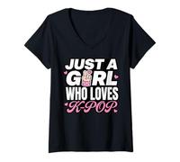 Donna Just A Girl Who Loves K-Pop Maglietta con Collo a V