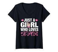Donna Just A Girl Who Loves K-Pop Maglietta con Collo a V