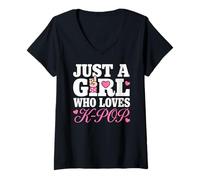 Donna Just A Girl Who Loves K-Pop Maglietta con Collo a V