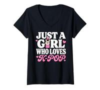 Donna Just A Girl Who Loves K-Pop Maglietta con Collo a V