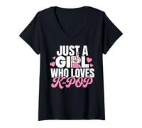 Donna Just A Girl Who Loves K-Pop Maglietta con Collo a V