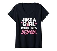 Donna Just A Girl Who Loves K-Pop Maglietta con Collo a V