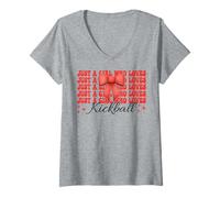 Donna Just A Girl Who Loves Kickball Mom Coquette Bow Bow Maglietta con Collo a V