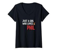 Donna Just a Girl Who Loves Phil Groundhog Maglietta con Collo a V