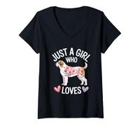 Donna Just a Girl Who Loves Saint Bernard - Acquerello Floreale Maglietta con Collo a V