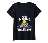 Donna Just A Girl Who Loves Sunshine & Jello Shots Funny Party Maglietta con Collo a V