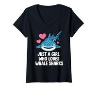 Donna Just a Girl Who Loves Whale Sharks Cute Whale Shark Maglietta con Collo a V
