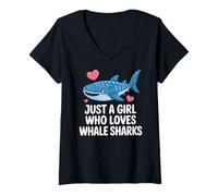 Donna Just a Girl Who Loves Whale Sharks Cute Whale Shark Maglietta con Collo a V