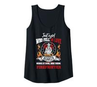 Donna Just a Girl Who Pelliccia in Love with a Firefighter Multicolore Canotta