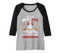 Donna Just a Girl Who Pelliccia in Love with a Firefighter Multicolore Maglia con Maniche Raglan