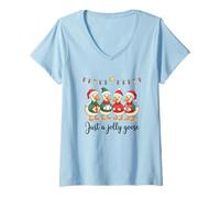 Donna Just A Jolly Goose Christmas Holiday Maglietta con Collo a V