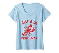 Donna Just A Lil Cray Cray Funny Lobster Maglietta con Collo a V