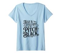 Donna Just A Little Ray of Pitch Black Halloween Goth Gothic Punk Maglietta con Collo a V