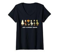 Donna Just A Spooky Goose Halloween Silly Goose Divertente Halloween Maglietta con Collo a V