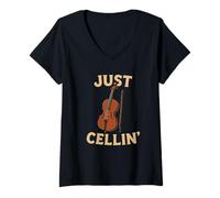 Donna Just Cellin - Musicista per violoncello musicista, musica classica Maglietta con Collo a V