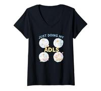 Donna Just Doing My ADLs Cute Duck Occupational Therapy Design Maglietta con Collo a V