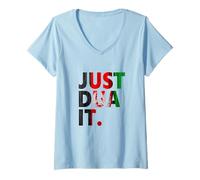 Donna Just dua it islam muslim islamic dhikr pray per afghanistan Maglietta con Collo a V